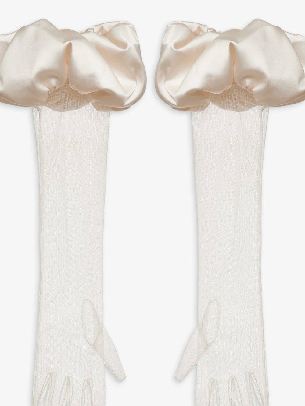 For Love And Lemons Serena Ivory Satin Puff Long Gloves NWT